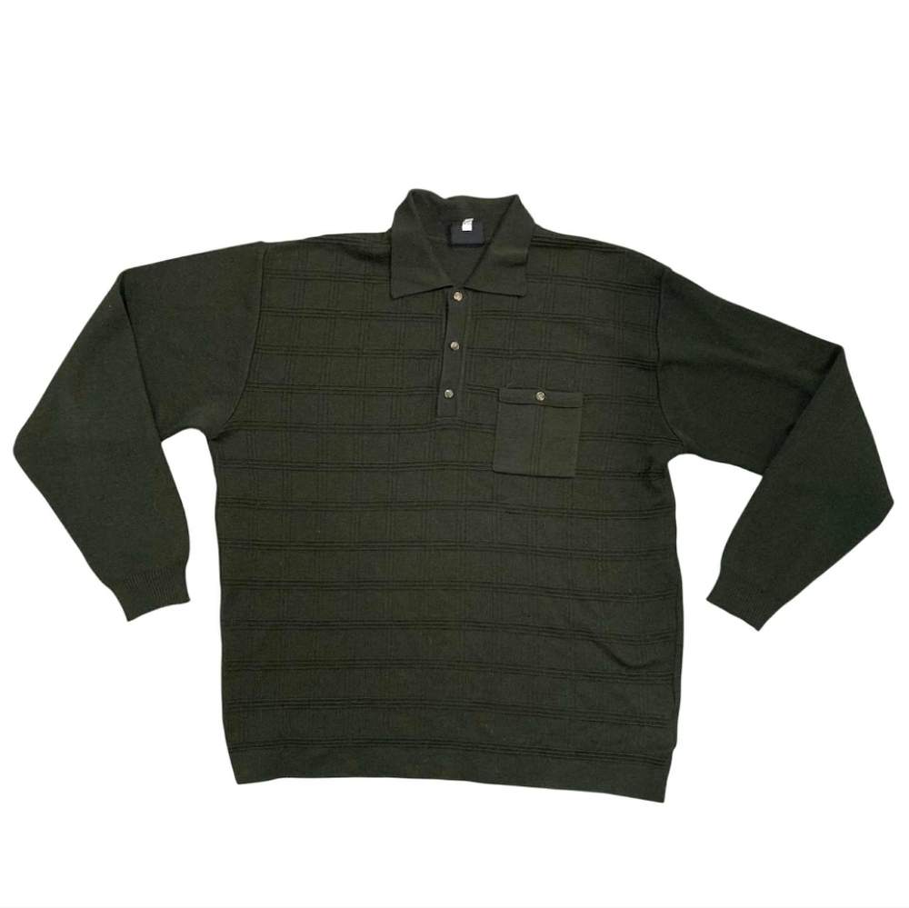 Vintage Versace Jeans Couture Olive Sweater Pullover Medusa Button Mens Size XL